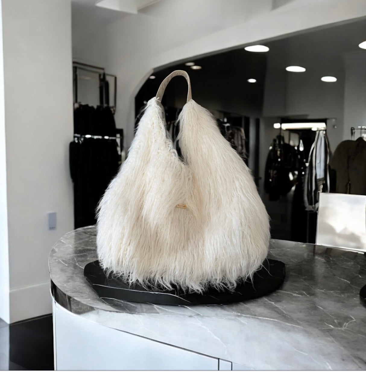 LAMA — One-of-a-Kind Faux Fur Handbag