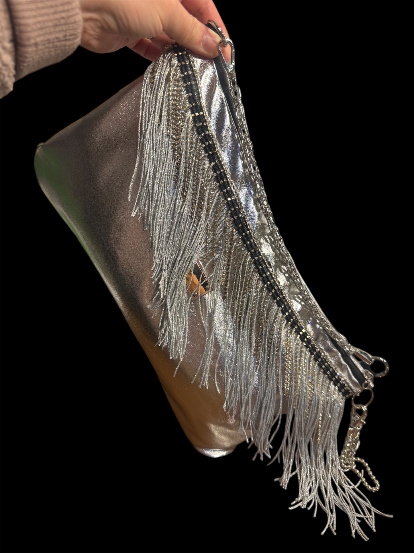 Selah — One of a Kind Silver Fringe Bag