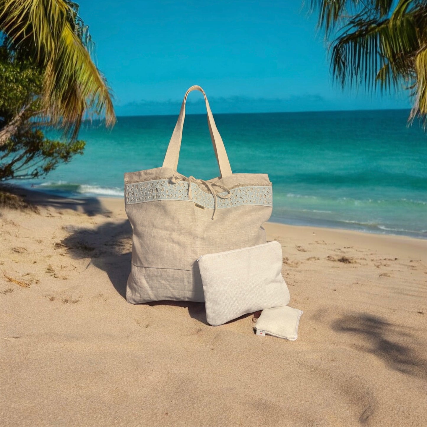 Blue Lagoon — Exclusive Linen Beach Bag Set