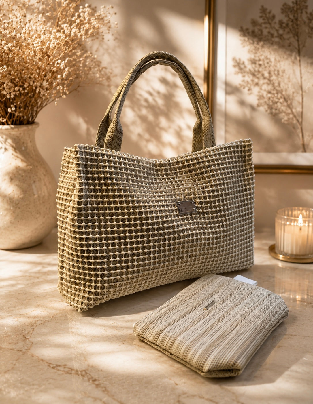 Royal Sand – Handmade Textured Tote Set