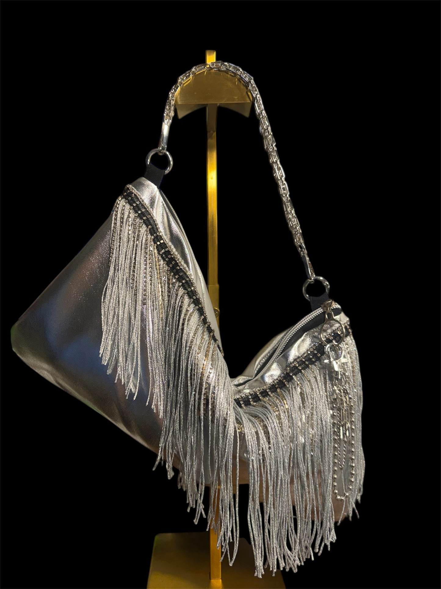 Selah — One of a Kind Silver Fringe Bag