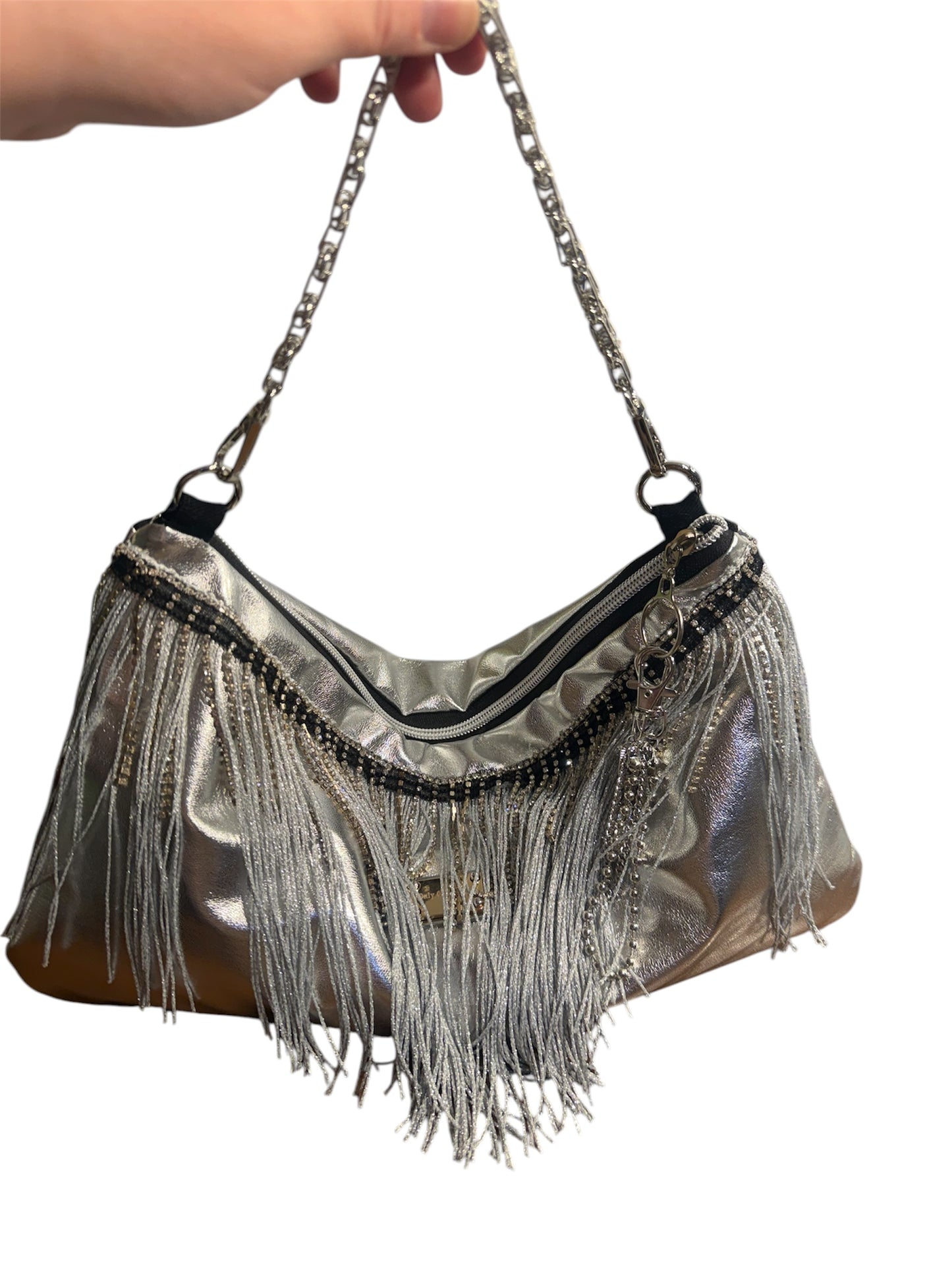 Selah — One of a Kind Silver Fringe Bag
