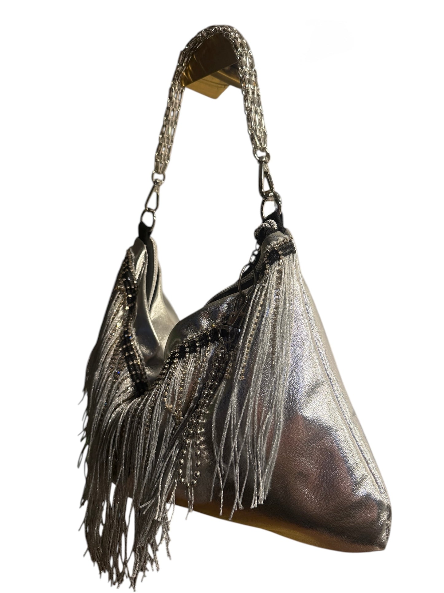Selah — One of a Kind Silver Fringe Bag