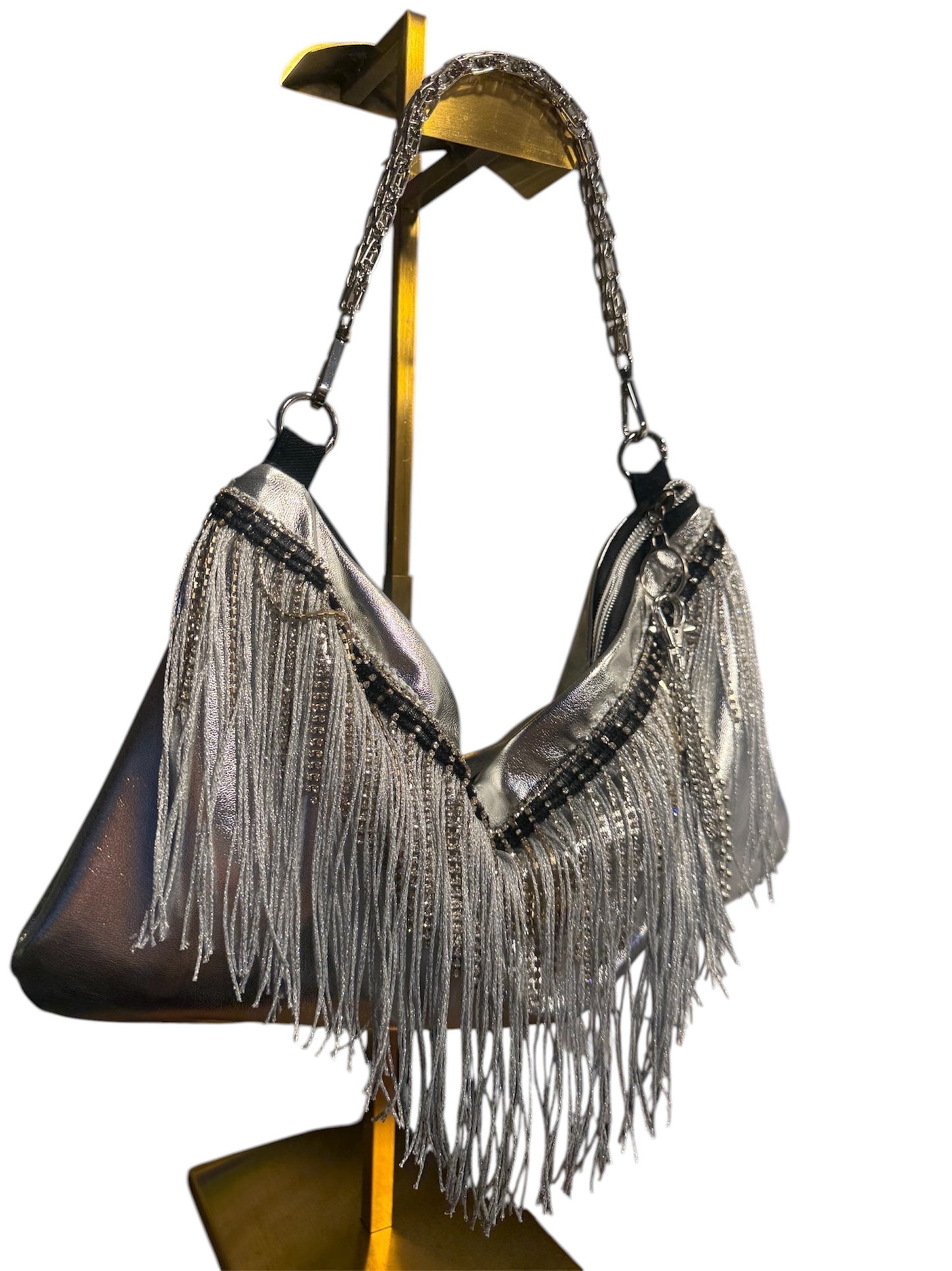 Selah — One of a Kind Silver Fringe Bag