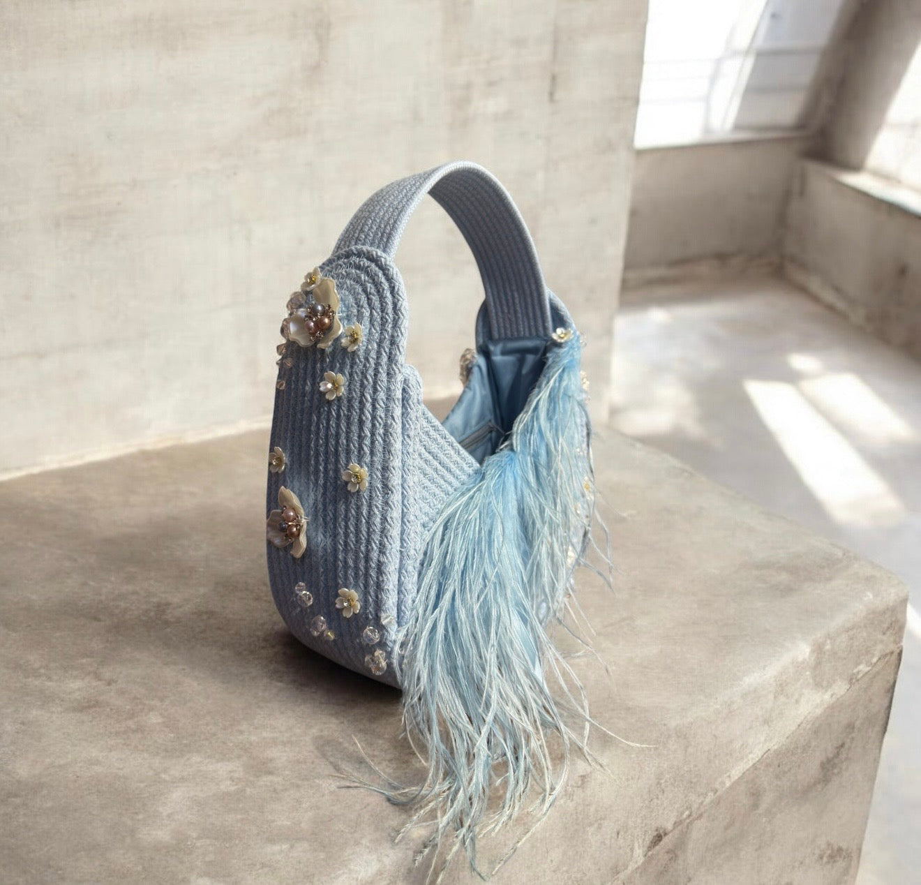 Blue Whisper — One of a Kind Handcrafted Rope Bag