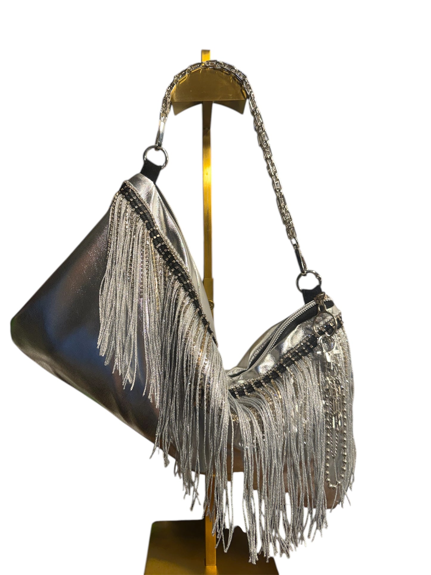 Selah — One of a Kind Silver Fringe Bag